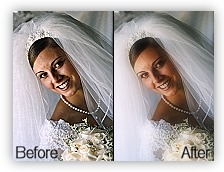 Example of the Softener soft focus Photoshop plugin being used on a wedding photo