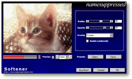 Screenshot of the Softener user interface