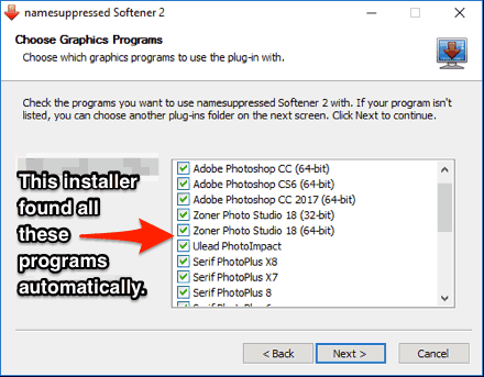 Photoshop plugin installer autodetecting folders