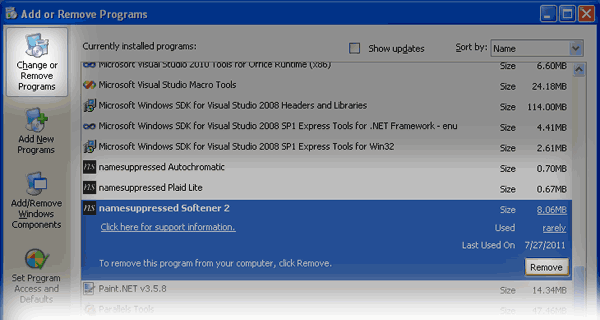 Add Remove Programs screenshot