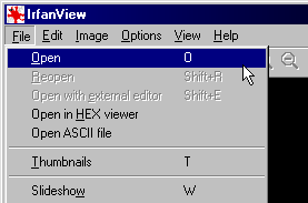 Irfanview File - Open menu